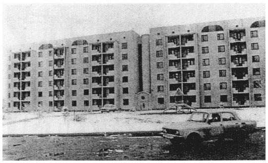 Рис. 2.7. Фрагмент введенного в эксплуатацию в 1990 году 108 кв. жилого дома из мелкозернистого шлакозолобетона в г. Новокузнецке