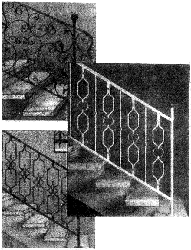 Рис. 32. Решетчатые ограждения лестниц малоэтажных жилых домов