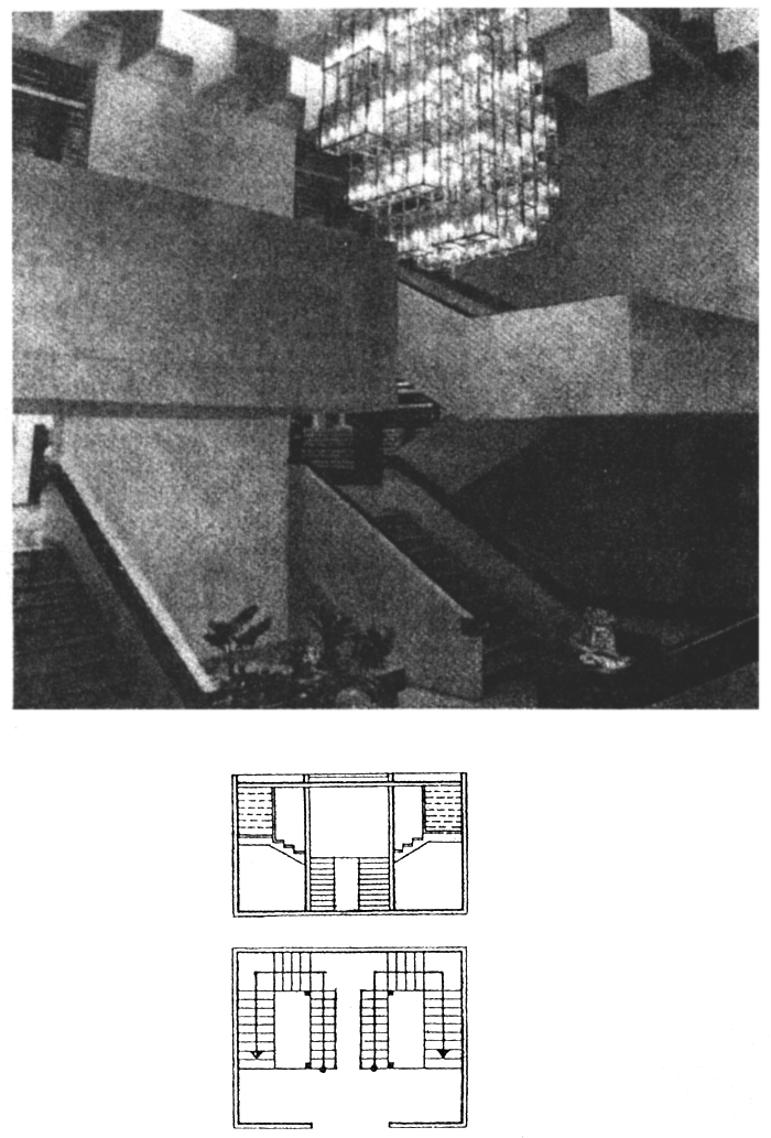 Рис. 51. Главная лестница в общественном здании (трехмаршевая)