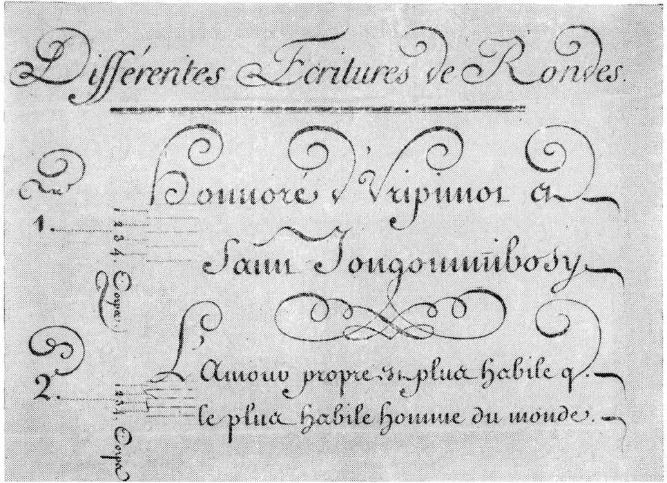 Образец почерка ронд (1763 г.)