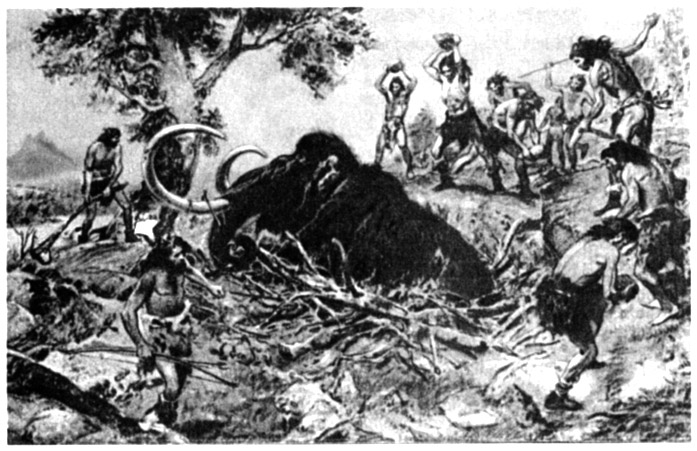 Охота на мамонта, приблизительно 15 - 12 тыс. лет до н.э.